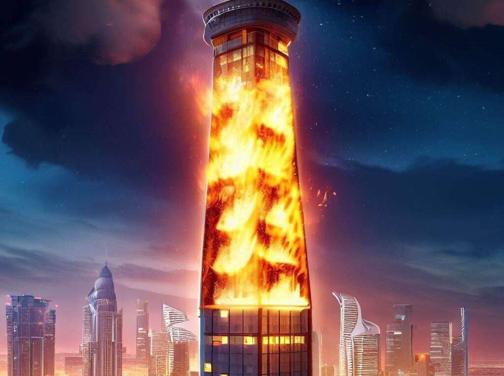 Torch Tower in Dubai on fire