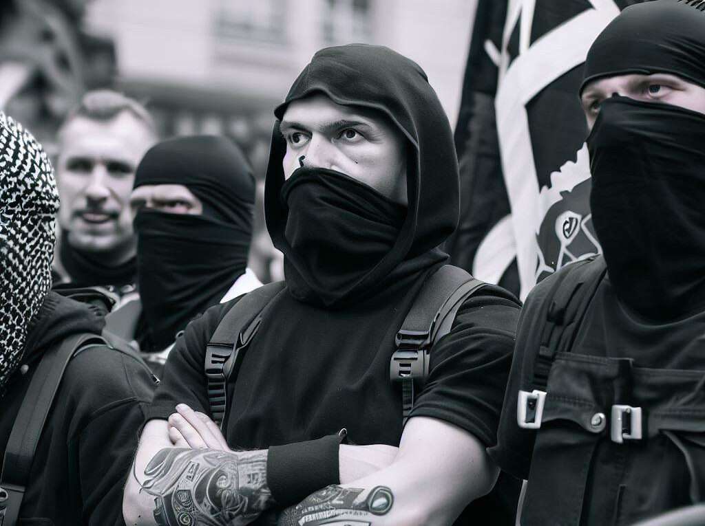 a group of Antifa at a demonstration